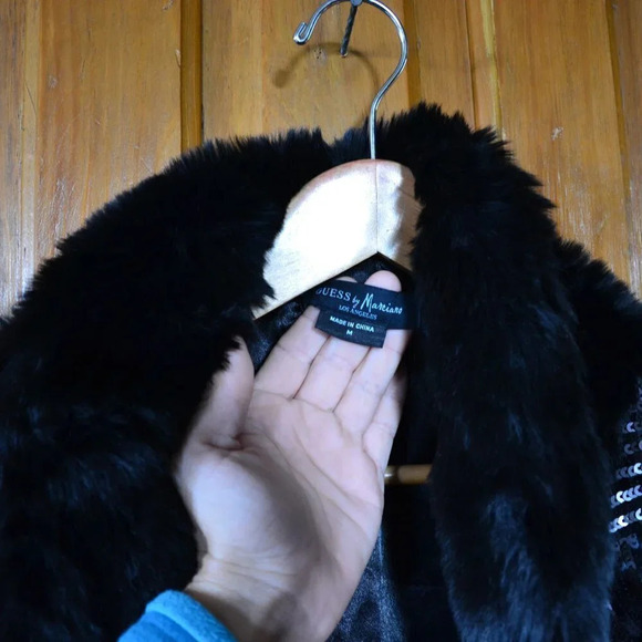 Faux Fur Shrug with Sequin  Detail - Picture 4 of 12